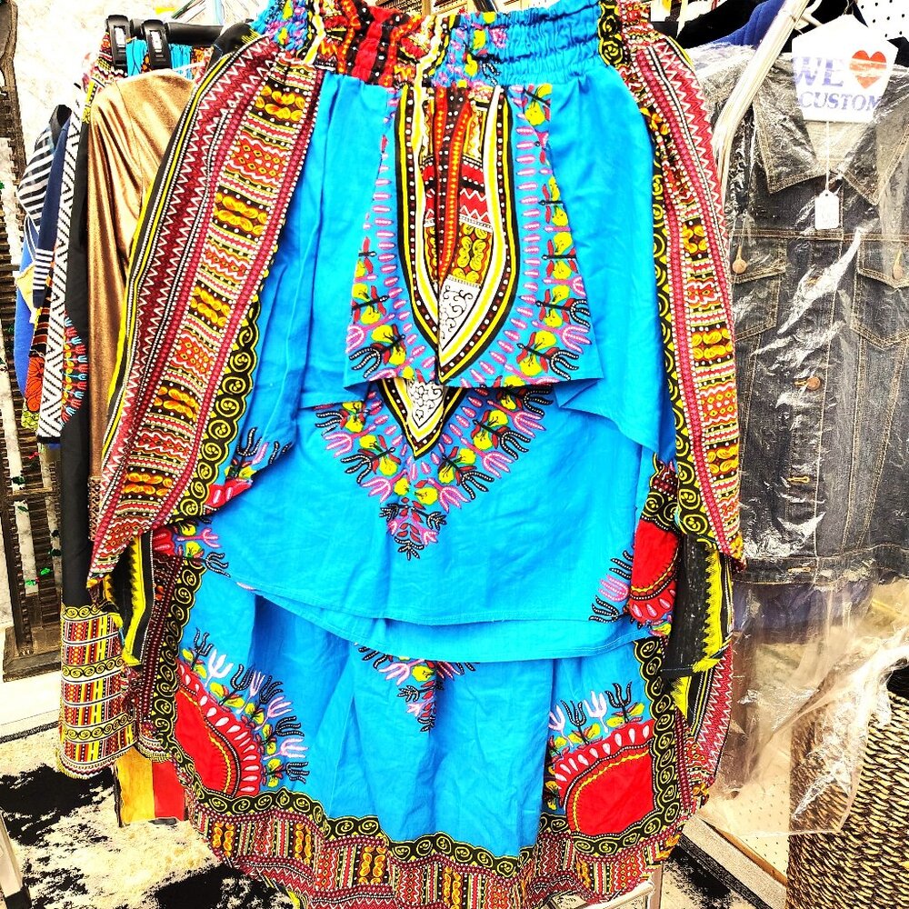 Asymmetric African Vibrant Print Skirt